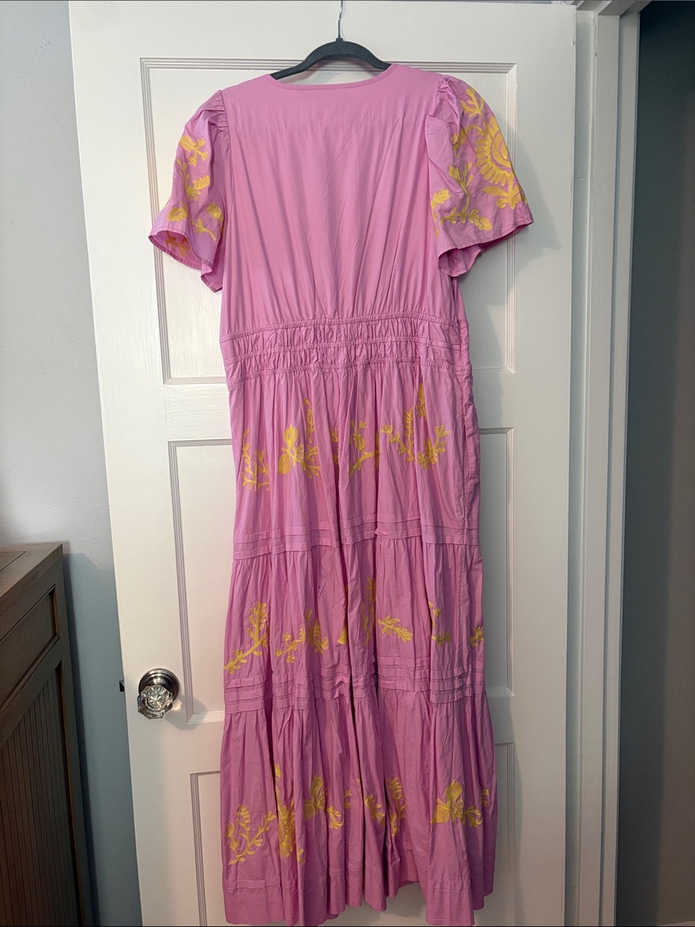 Women's Pink Floral Embroidered Maxi Dress -NWT - Picture 3 of 4